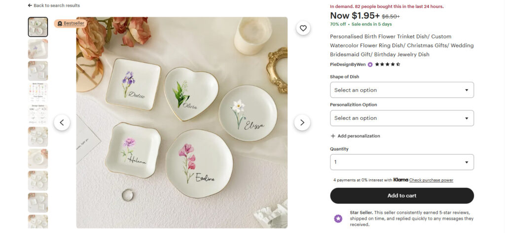 Personalised Birth Flower Trinket Dish with Name