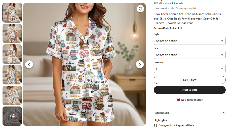 book lover pajamas set