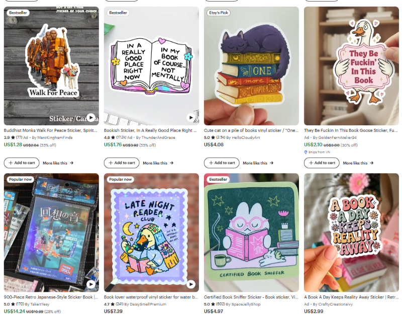 book lover stickers
