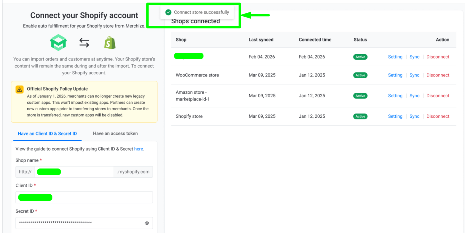 Connect Merchize to Shopify API via a Custom App With Client ID and ...