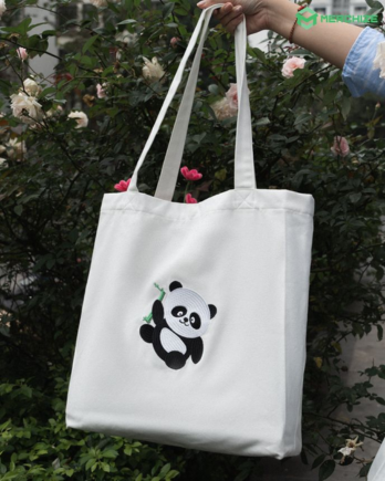 Embroidered Shopping Tote Bag