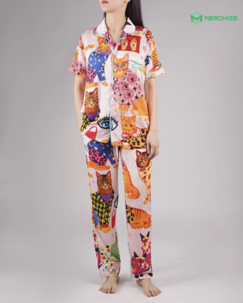 aop satin pajamas set