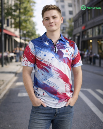 aop zip polo shirt