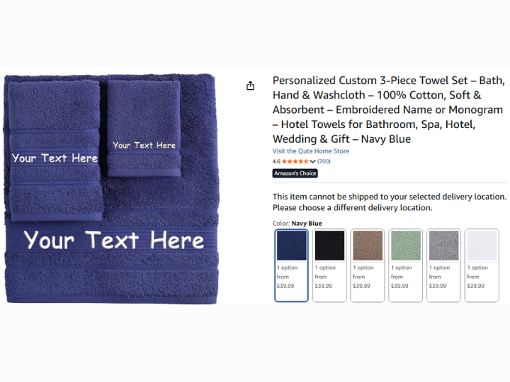 Personalized Custom 3-Piece Towel Set