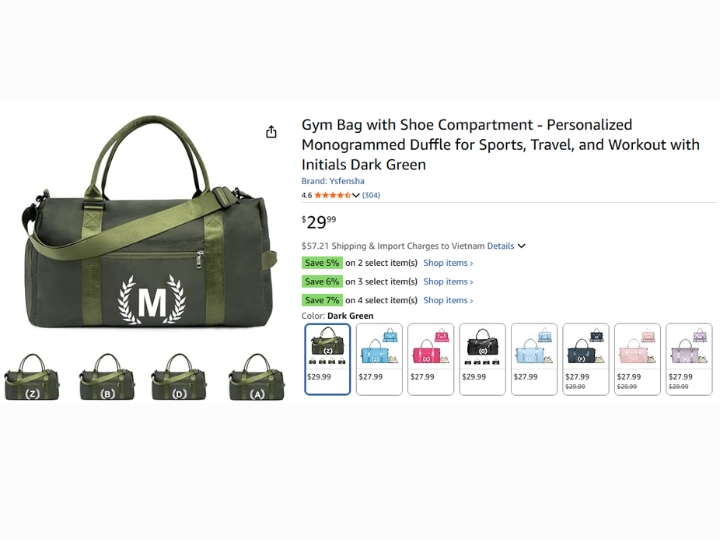 Personalized Monogrammed Duffle for Sports