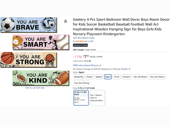 Sports Wooden Wall Sign Set for Kids