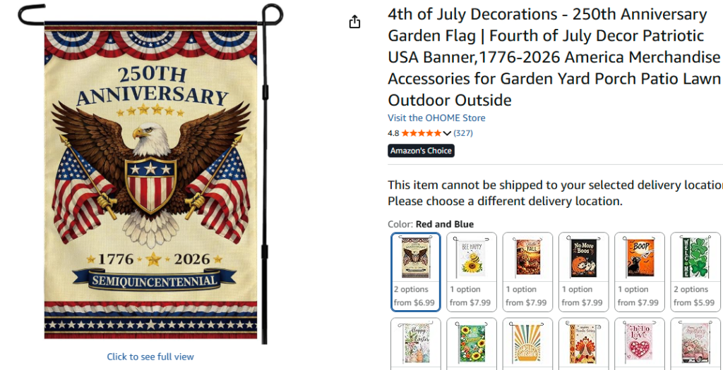 250th Anniversary Patriotic Garden Flag