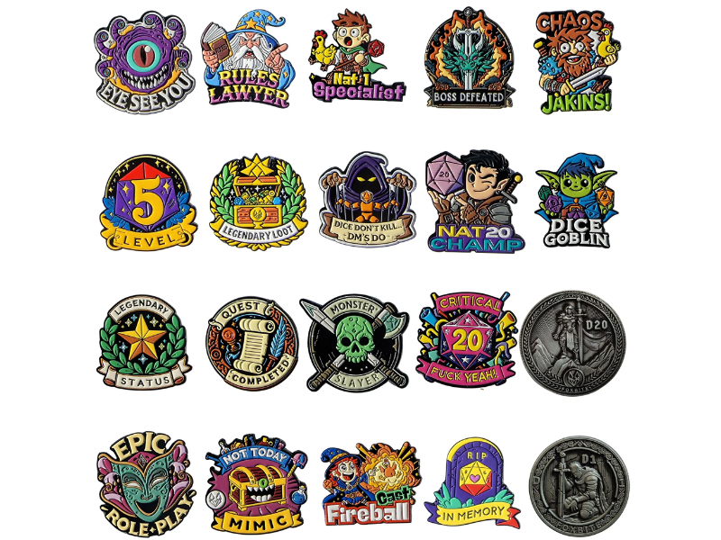 Achievement enamel pins