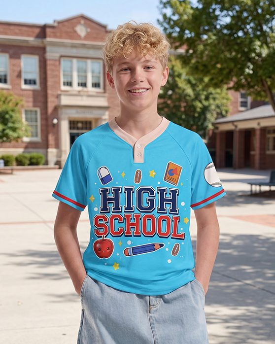 All-over Print Youth Two-Button Baseball Jersey 2