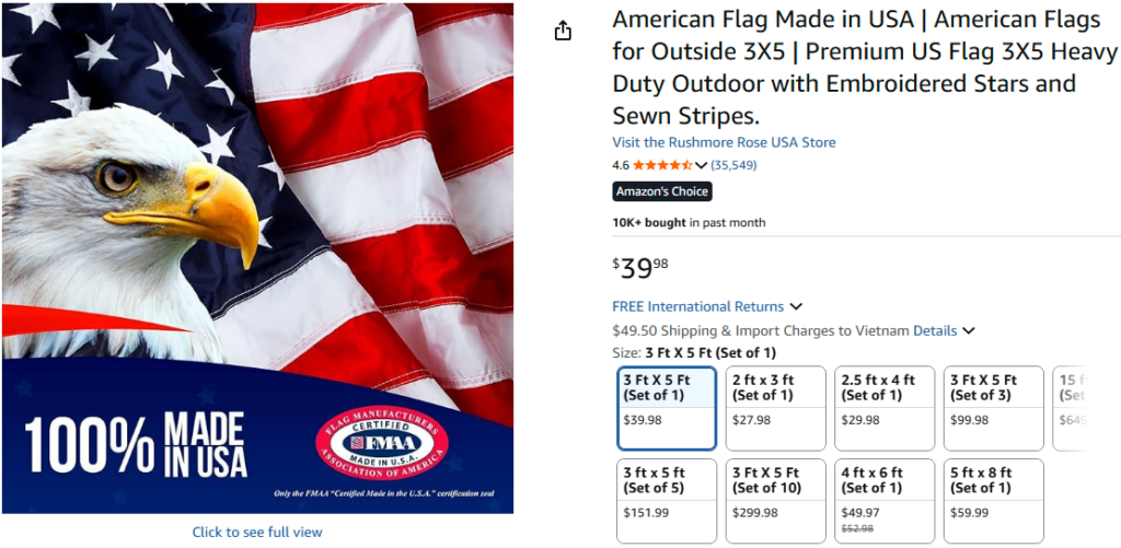 American Flag 3x5 Made in USA – Heavy Duty Outdoor Nylon Flag