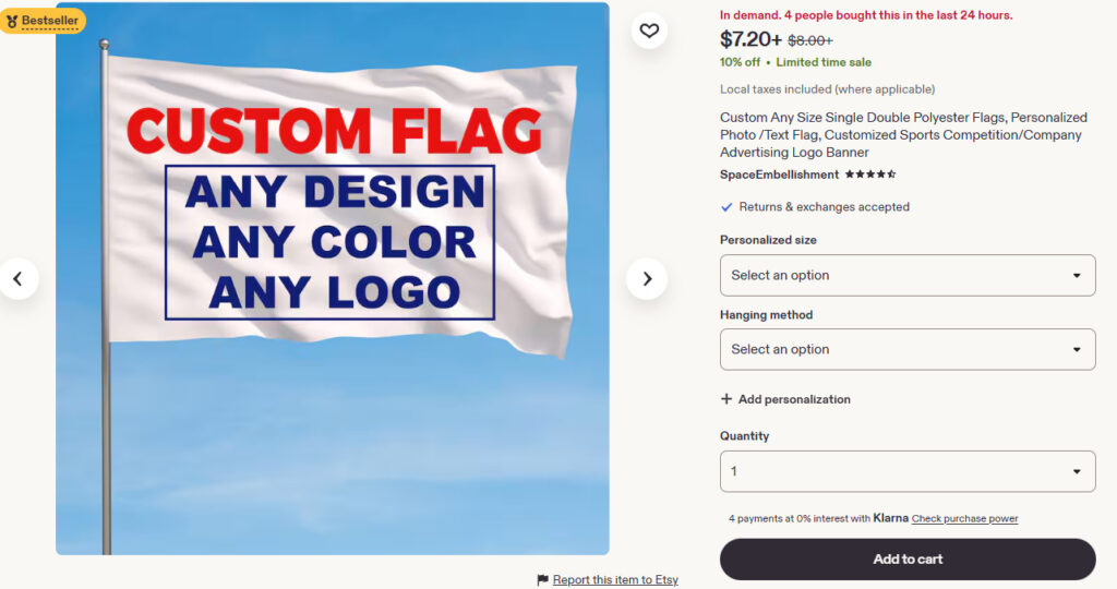 Etsy Custom Polyester Flag with Photo & Text