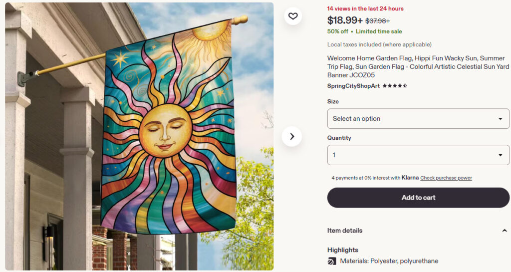 Etsy Welcome Home Celestial Sun Garden Flag