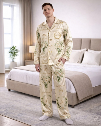 All-over Print Men's Satin Pajamas Set