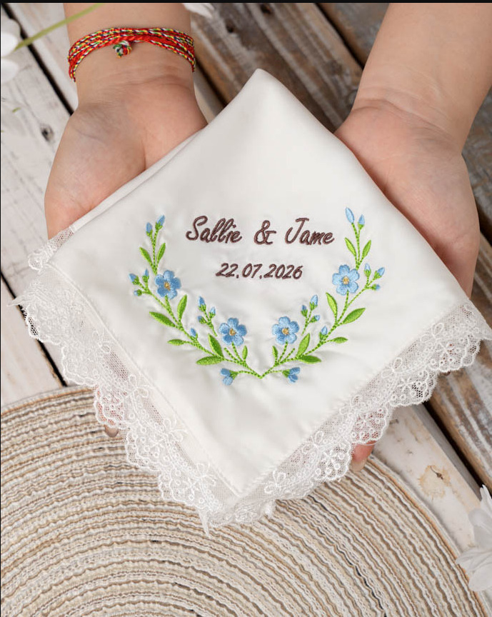 Embroidered Satin Handkerchief
