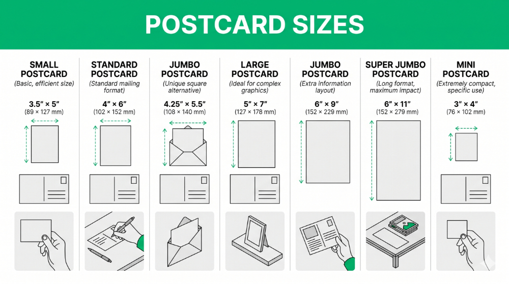 common postcard sizes