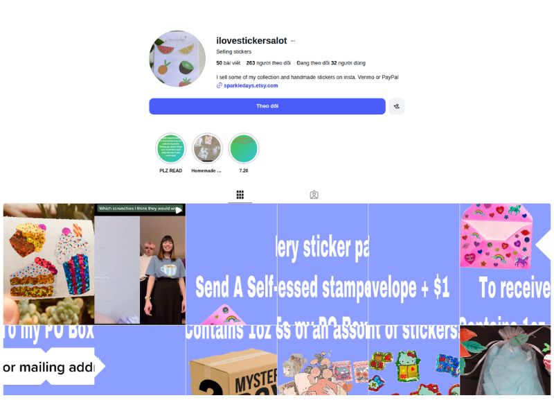 sell sticker on Instagram