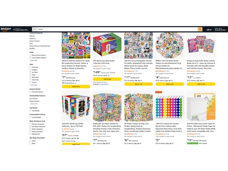 sell sticker on amazon