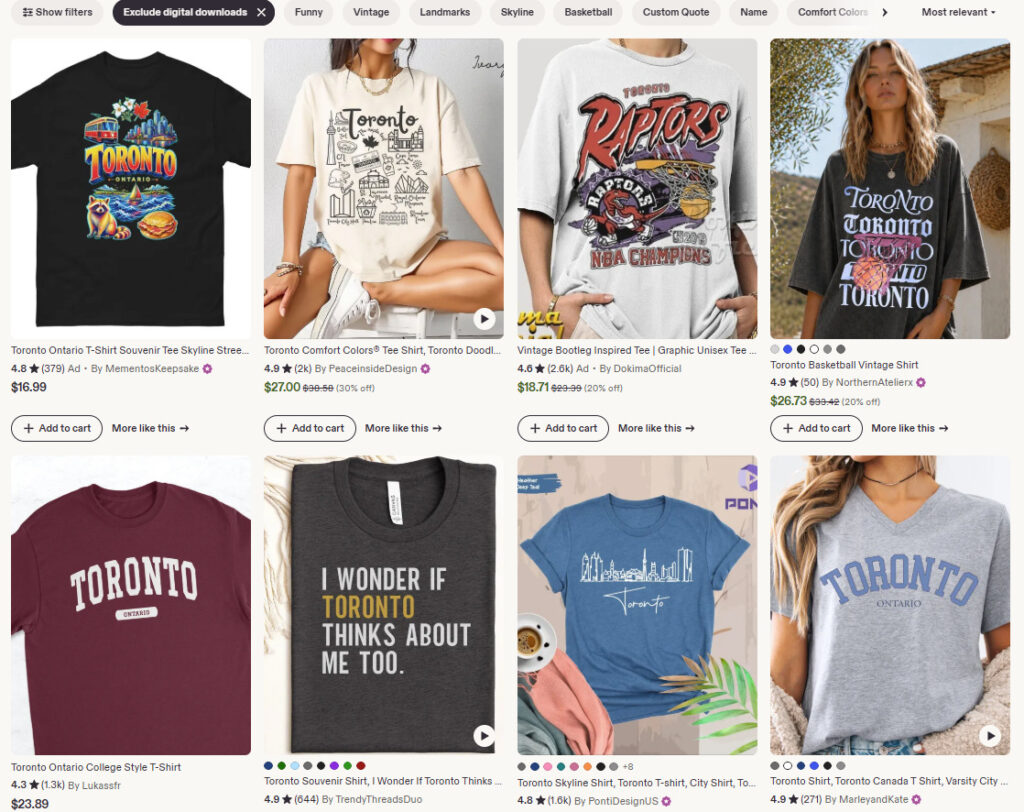 Graphic T-shirts featuring local slang & landmarks
