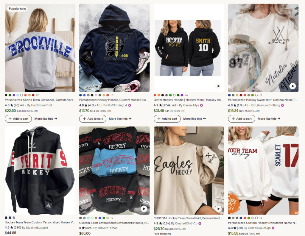 custom city & hockey team hoodies