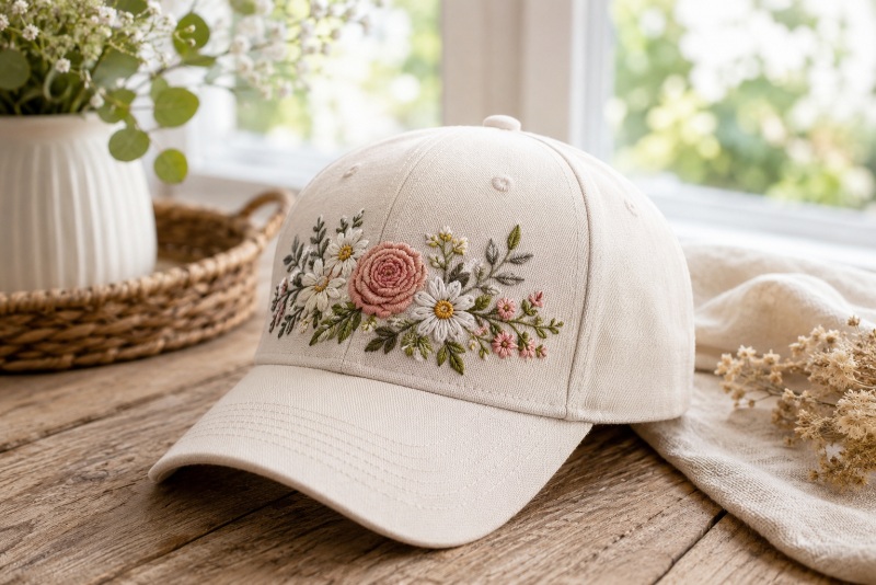 floral embroidered hat designs