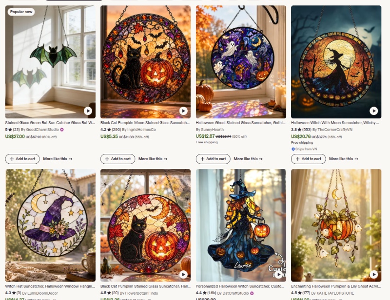 halloween stained glass suncatcher