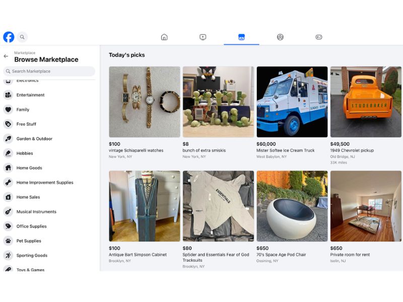 sell items online on Facebook Marketplace