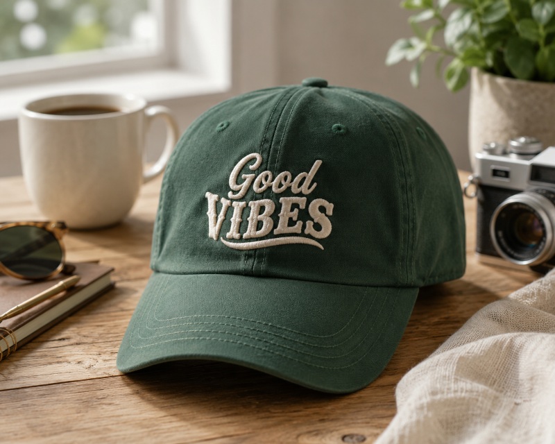 typhography embroidered hat design