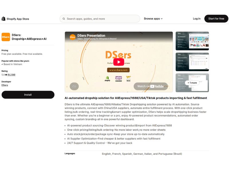 DSers Shopify apps