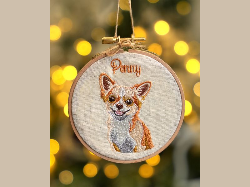 Embroidered hoop ornament