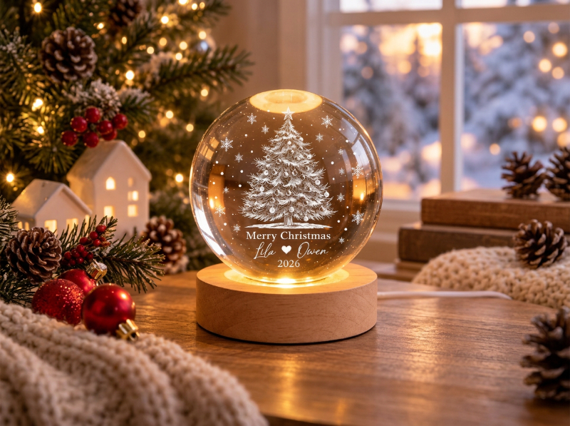 Engraved Crystal Ball Light