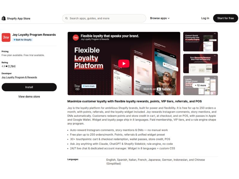 Joy Loyalty Shopify apps