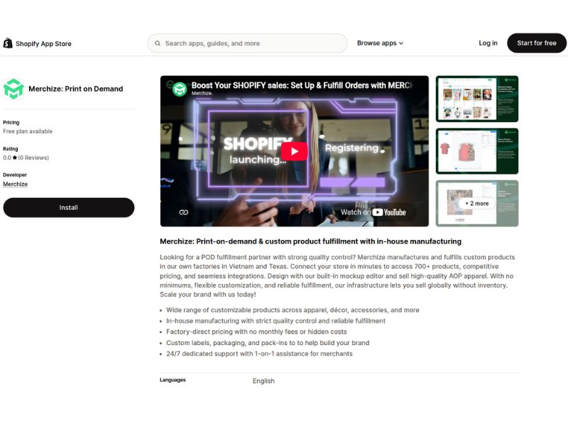 Merchize Shopify app