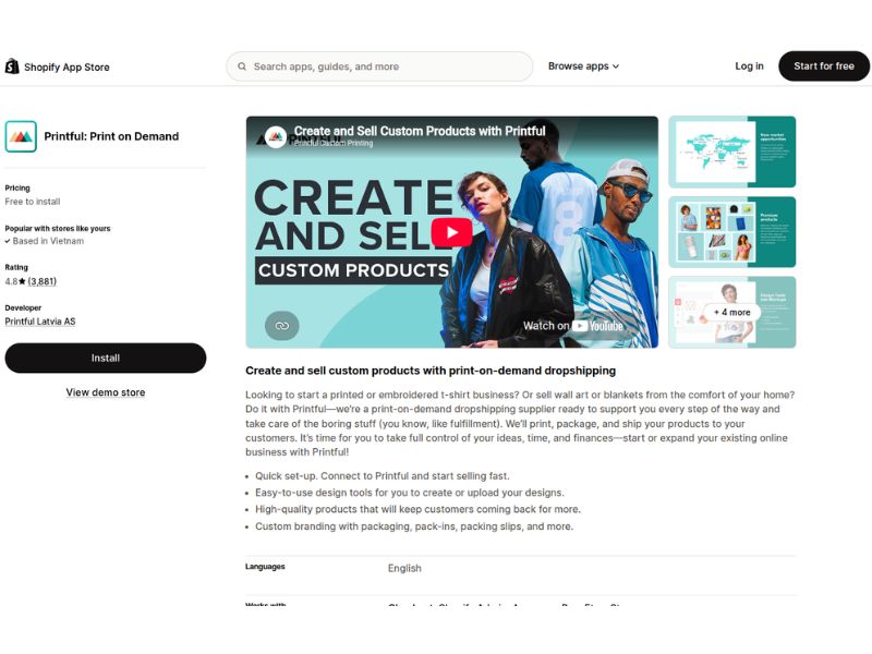 Printful Shopify app