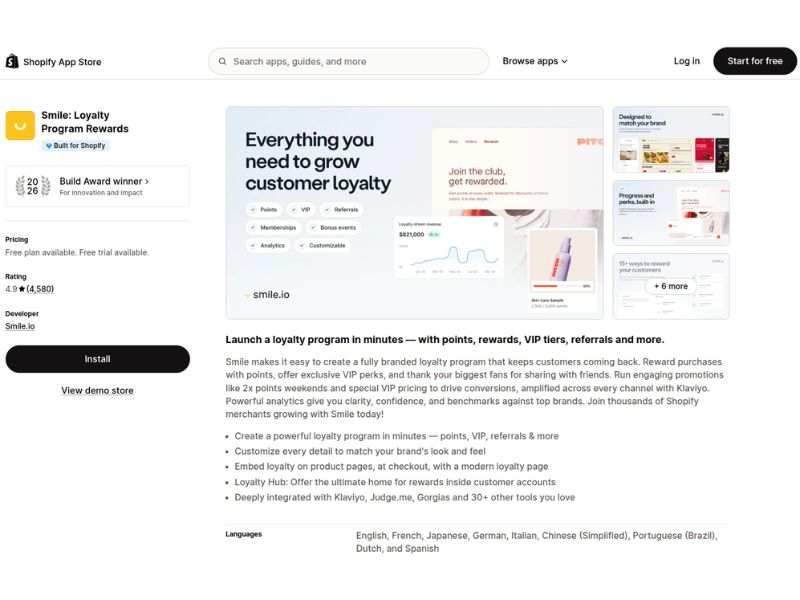 Smile.io Shopify apps