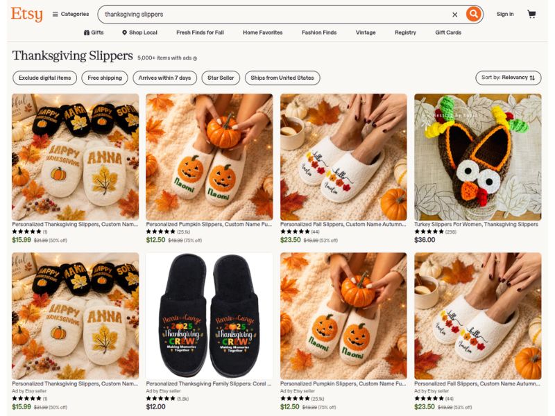 Thanksgiving Plush indoor slippers