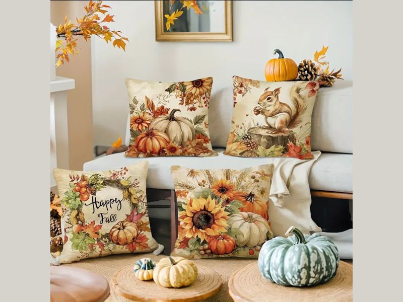 Thanksgiving-themed decorative pillows