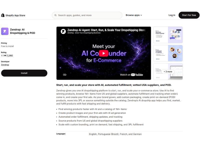 Zendrop Shopify app