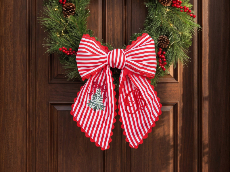 christmas door wreath sash decor