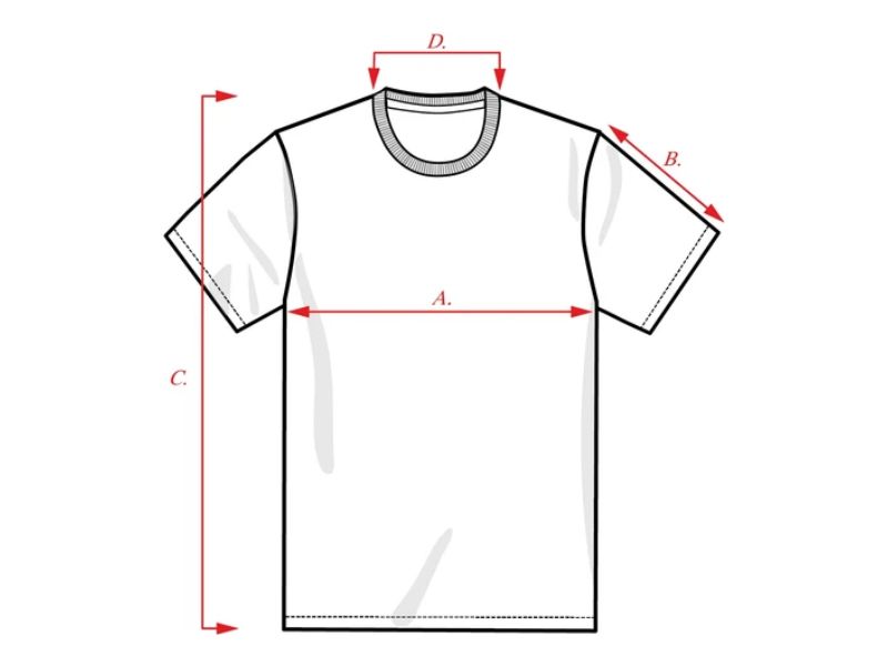 Common T-shirt size chart measurements