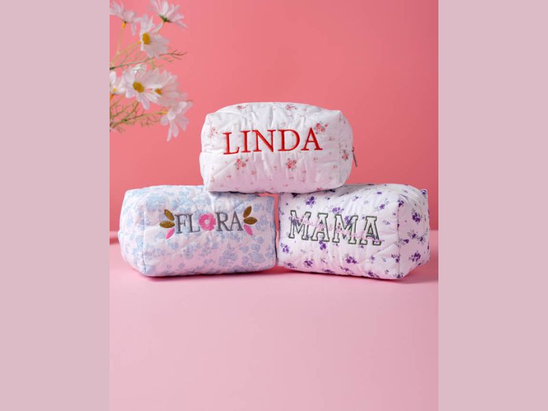 Embroidered makeup bags