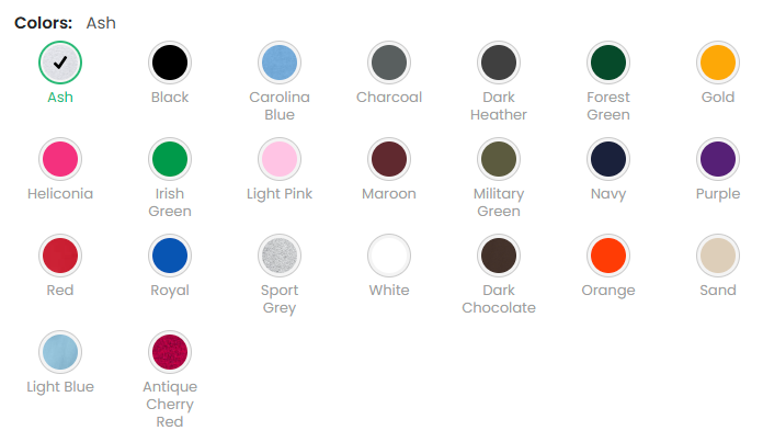 Gildan 18500 made in us colors chart