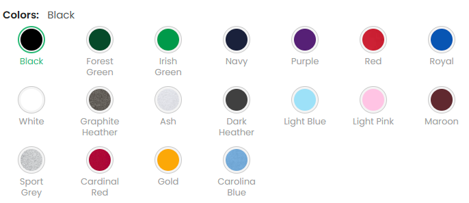 Gildan 5400 made in us colors chart