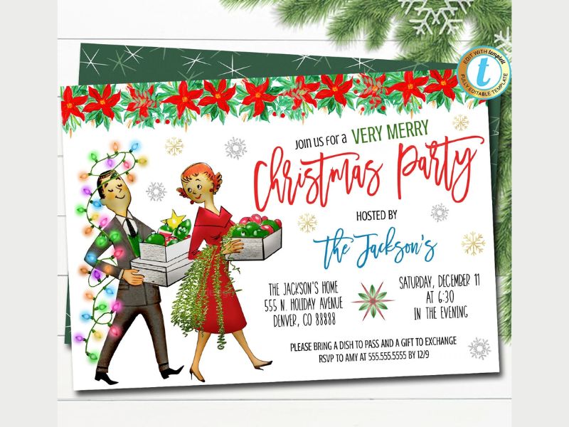 Retro Christmas party invitation concepts